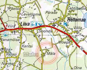 Kartta Mälan ympäristöstä (kuva: Petri Behm) Kartta Mälan ympäristöstä